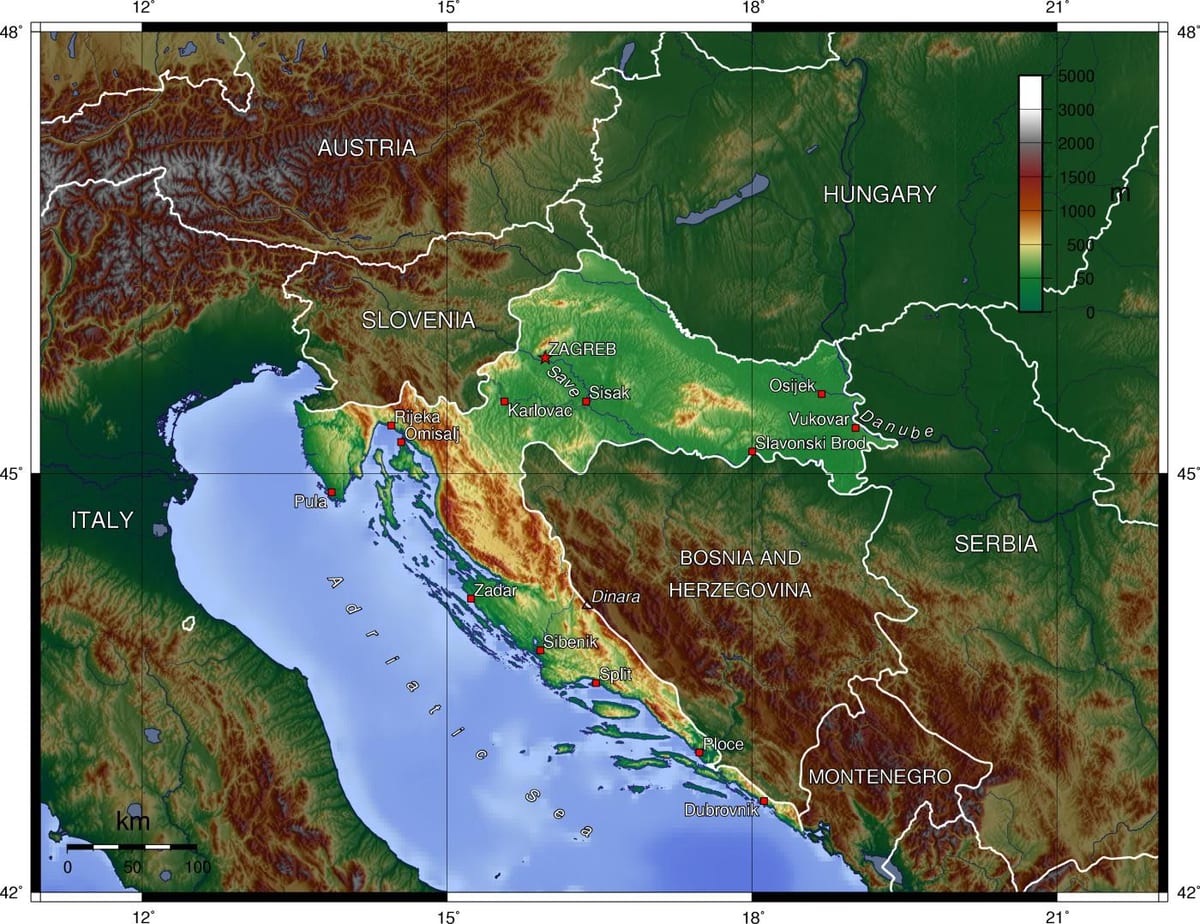 Map of Slovenia topographic