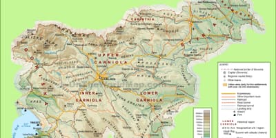 Map of Slovenia physical